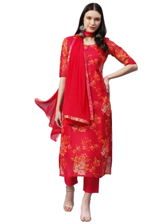 GoSriKi Women's Kurta with Pant & Dupatta