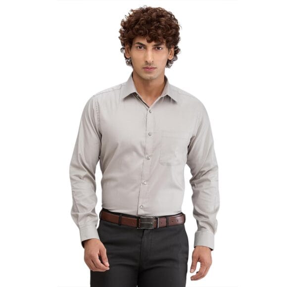 Slim Fit Solid Pattern Pure Cotton Semi Cut Away Collar Full Sleeve Formal Shirt