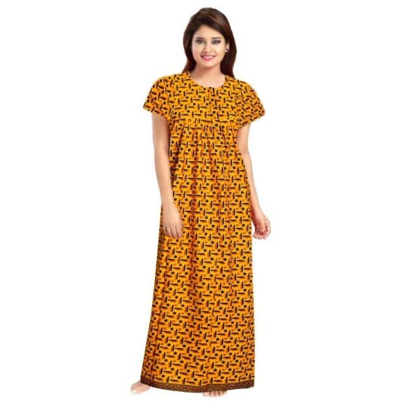 for Women Cotton Printed Maxi Gown Ankle Length Nighty Night Dress Gown for Women Maxi - Free Size (Pack of 4) - Image 5