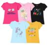 Lush Plush Girls Cotton Half Sleeve Tshirts Combo (Pack of 5)