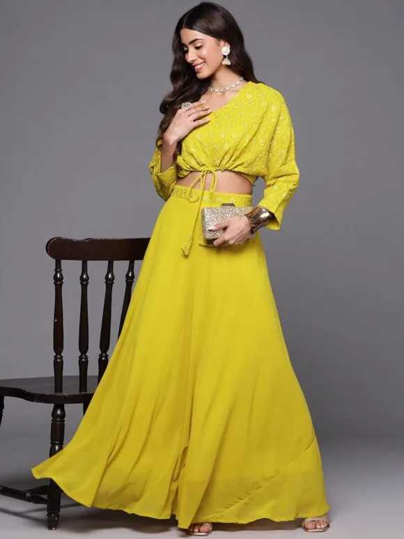 Embroidered Poly Georgette Lehenga Set - Image 6