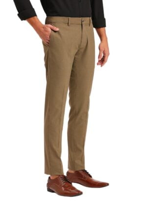 SaintX Men's Stretchable Formal Pants | Flat Front Slant Pocket Trousers (Slim Fit) No Pleat Design | Office or Party | Fashion Dress Pant with Expandable Waistband & Anti-Slip Gripper