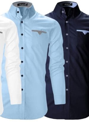 Macsivo Men Cotton Blend Shirt for Men | Spread Collar | Casual | Plain | Formal | Full Sleeve | Summer | Regular Fit - (Combo Pack of 4)