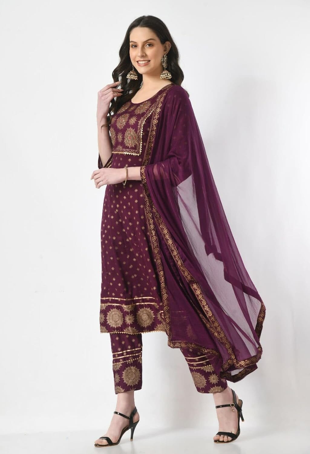 CREATIVE KURTI PALACE Women's Ethnic Wear Anarkali Kurti with Pant and Dupatta Set