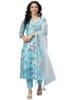 Women's Chanderi Printed Straight 3Pc Kurta Set