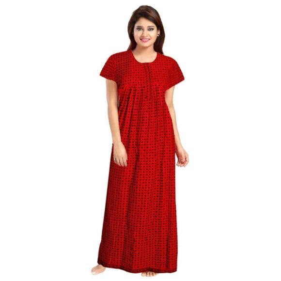 for Women Cotton Printed Maxi Gown Ankle Length Nighty Night Dress Gown for Women Maxi - Free Size (Pack of 4) - Image 3