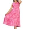 Women flower print Anarkali Maxi gown Dress for Casual one Pics Western Sleeveless V Neck Viscose Rayon, below Knee length Nighty.