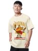 Oversized Baggy Fit Comfortable Pure Cotton Round Neck Drop Shoulder T-Shirt with Graphic Print Collection Tee for Men & Boys (Available in Black, Blue, Beige & Swan White Color)