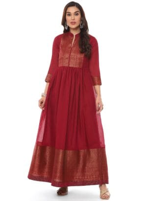 BIBA Women Art Silk Flared Yarndyed Kurta