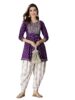 Stylum Women's Printed & Embroidered Rayon A-Line Kurti With Dhoti Pant (Kdvoilmahi_Violet)