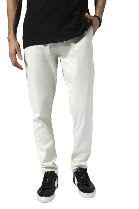 Hubberholme Men Slim Fit Casual Comfortable Stretchable Trouser, Color - Cream, Size - 30, (Model Name: 2808-30)