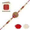 Riddhika Ventures Glorious Gold Plated Om and Diamond Ring Rakhi (Bracelet) with Roli Chawal and Greeting Card