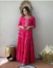 Standard Generic Maae aTTire Women Printed Embroidery and Neck Worked A-line Flared Lurex Cotton Long Gown