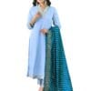 Naixa Women's BSY Viscose Embroidered Straight Kurta with BSY Viscose Pant and Silk Blend Laced Dupatta Sets