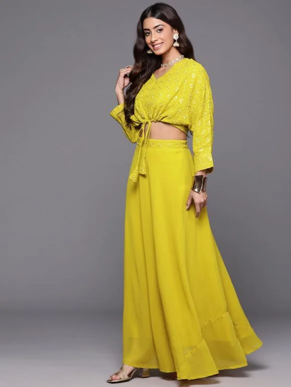 Embroidered Poly Georgette Lehenga Set - Image 2