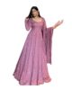 Standard Generic Omkar Tex's Light Purple Georgette designer Gown with Dupatta Set (Ready to wear) for wedding, Evening,Party, Birthday, Ethnic etc.