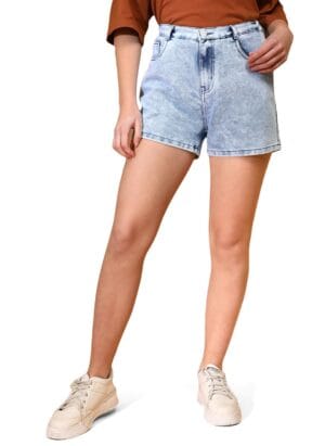 Tales & Stories Solid Denim Shorts for Women-Y117711