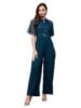 Miss Chase Women's Round Neck Flared Sleeve Floral Raglan Regular Jumpsuit with Pockets