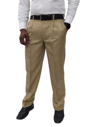 Clavelite Men's Formal Regulat fit Pleated Front Trousers - Polyester Blend Solid Executive Pants