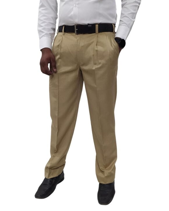 Clavelite Men's Formal Regulat fit Pleated Front Trousers - Polyester Blend Solid Executive Pants