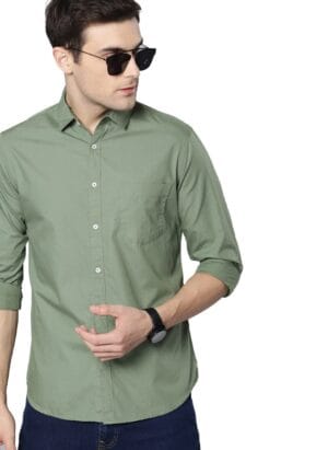 Dennis Lingo Men's Solid Slim Fit Cotton Casual Shirt with Spread Collar & Full Sleeves (Also Available in Plus Size)