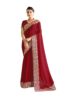 Standard Generic Satrani Women's Vichitra Silk Hot Fixing Embroidery Border Saree with Unstitched Blouse Piece