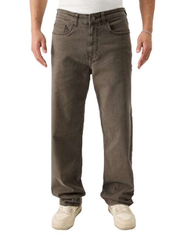 Store Nutmeg Acid Wash Men and Boys Brown Cotton Blend Baggy Fit Jeans Jeans for Men Regular Fit Mens Trousers Casual Style Full-Length Travel-Friendly High-Stretch Comfortable