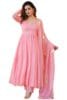 Pink Georgette Solid Ankel Length Full Sleeve Round Neck Gown With Dupatta Pink Color Georgette Dupatta