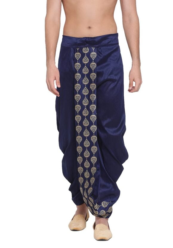 Mens Silk Blend Dhoti - Comfort, Classic Design for Festivals & Ceremonies | Traditional Style Machine Weave Dhoti With Intricate Embroidery Detailing | Ethnic Indian Wear for Men