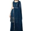 SHOPPING QUEEN Women's Georgette Embroidered Kurta and Sharara Set