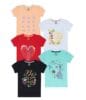 Clotth Theory Girls Super Combed Cotton Regular Fit Round Neck Printed Short Sleeve Tshirt -Combo Pack of 5