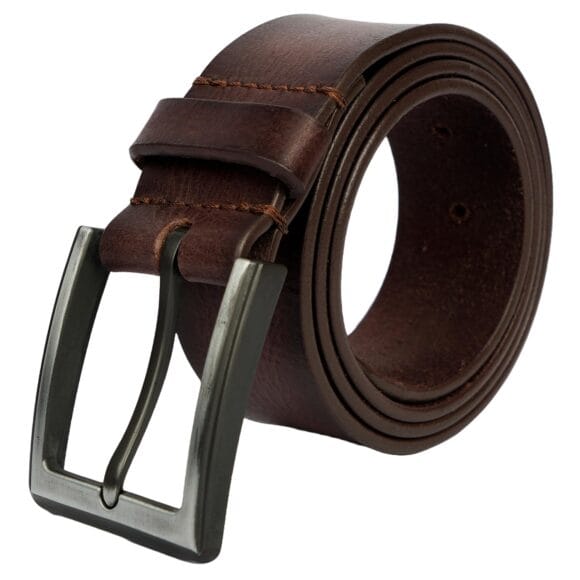 Genuine Leather Belt for Men Jeans & Pants Wear Classic Design Formal & Casual Waist Belt (Color - Brown)