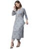 Women's Cotton Blend Straight Printed Kurta with Pant (Gulika Grey-NW)
