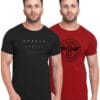 BULLMER Mens HalfSleeve Round Neck Printed Cotton Tshirt - Combo Tshirt - PaCK of 2