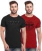 BULLMER Mens HalfSleeve Round Neck Printed Cotton Tshirt - Combo Tshirt - PaCK of 2