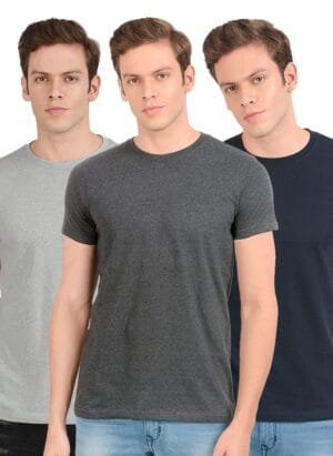 Scott International Men's Regular Fit Basic Cotton Round Neck T-Shirts Pack of 3