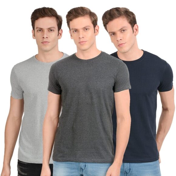 Scott International Men's Regular Fit Basic Cotton Round Neck T-Shirts Pack of 3