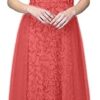 Jesani Creation Women's Net Embroidery Aline-Flered Gown Dress for Women Full Stitched Gown Ready to wear.(All Over)