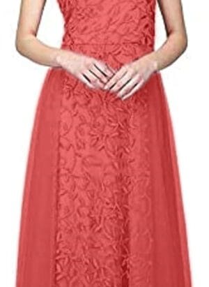 Jesani Creation Women's Net Embroidery Aline-Flered Gown Dress for Women Full Stitched Gown Ready to wear.(All Over)