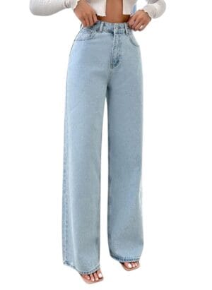 NU CLOTHS Women High Waist Wide Leg Baggy Denim Jeans WD_ICE_5Z_P