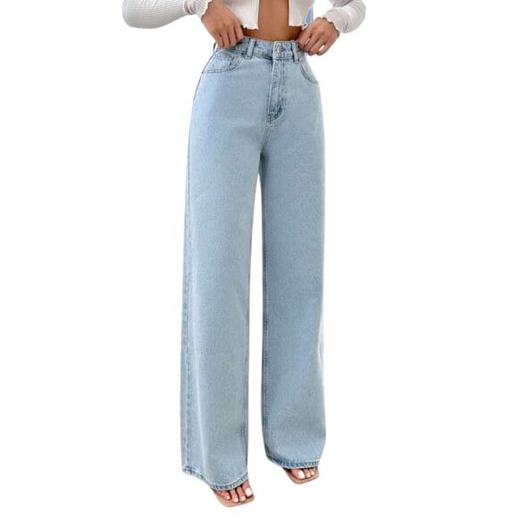 NU CLOTHS Women High Waist Wide Leg Baggy Denim Jeans WD_ICE_5Z_P