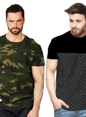LEOTUDE Regular Fit Cottonblend Men's T-Shirt Combo (Pack of 2)
