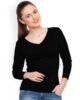 Standard Generic Sundish Women's 3/4 Sleeves Regular Fit V-Neck Cotton T-Shirt