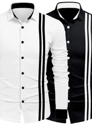 FINIVO FASHION Men's Casual Button Down Shirts Long Sleeves | Cotton Casual Shirts | Regular Fit