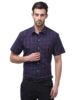 Half Sleeves Formal Multicolour Regular Fit Cotton Check Shirt Navy Blue-GO471