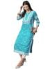 Women's Cotton Blend Chikankari Embroidered Straight Kurta