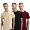 Veirdo® Pure Cotton Regular Fit Half Sleeve Solid Round Neck Multicolor T-Shirt for Men (Pack of 3)