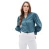Self Design Long Sleeve Frill Neck Top