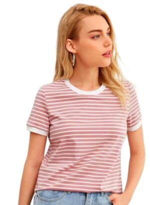 Dream Beauty Fashion Women's Half Sleeve Round Neck Printed Fitted Tee -23" Inches (Heena-Top)