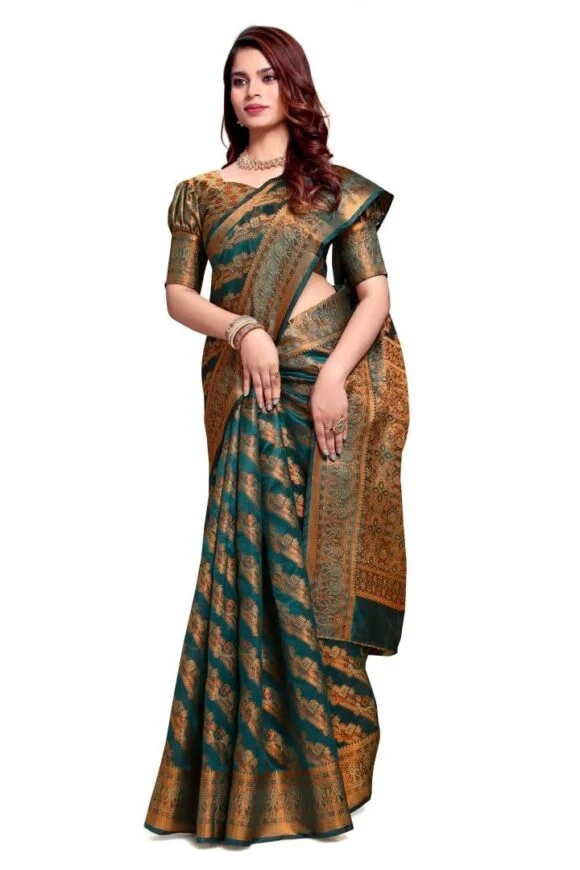 Standard Generic RACHAIYTA FASHION Women's Organza Ethnic Beautiful Keri Design Saree With Blouse Piece For Wedding & Festival